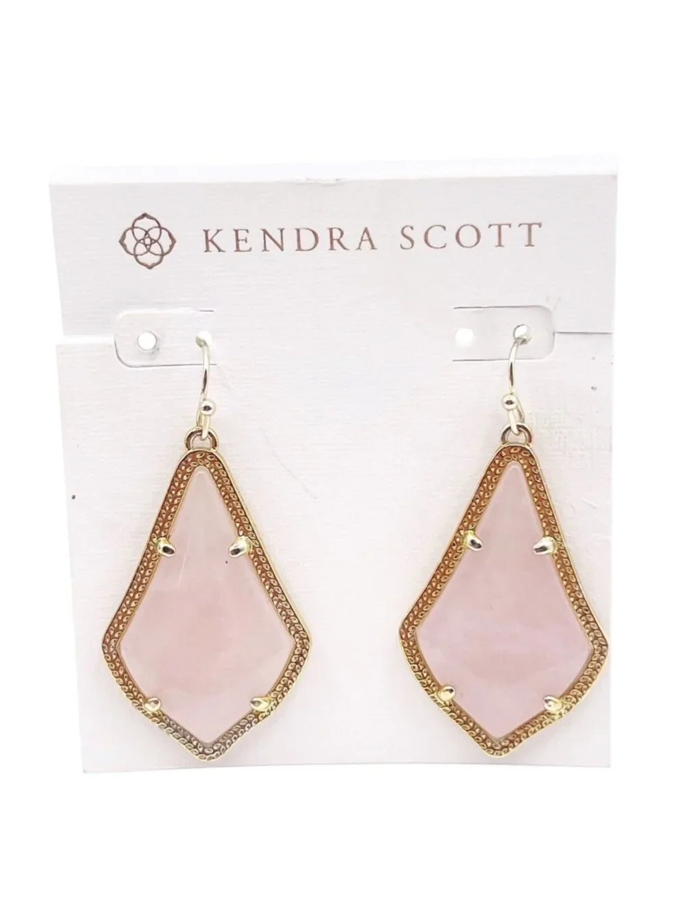 New Kendra Scott Alex Dangle Earrings In Gold Tone Rose Quartz Gift For Her